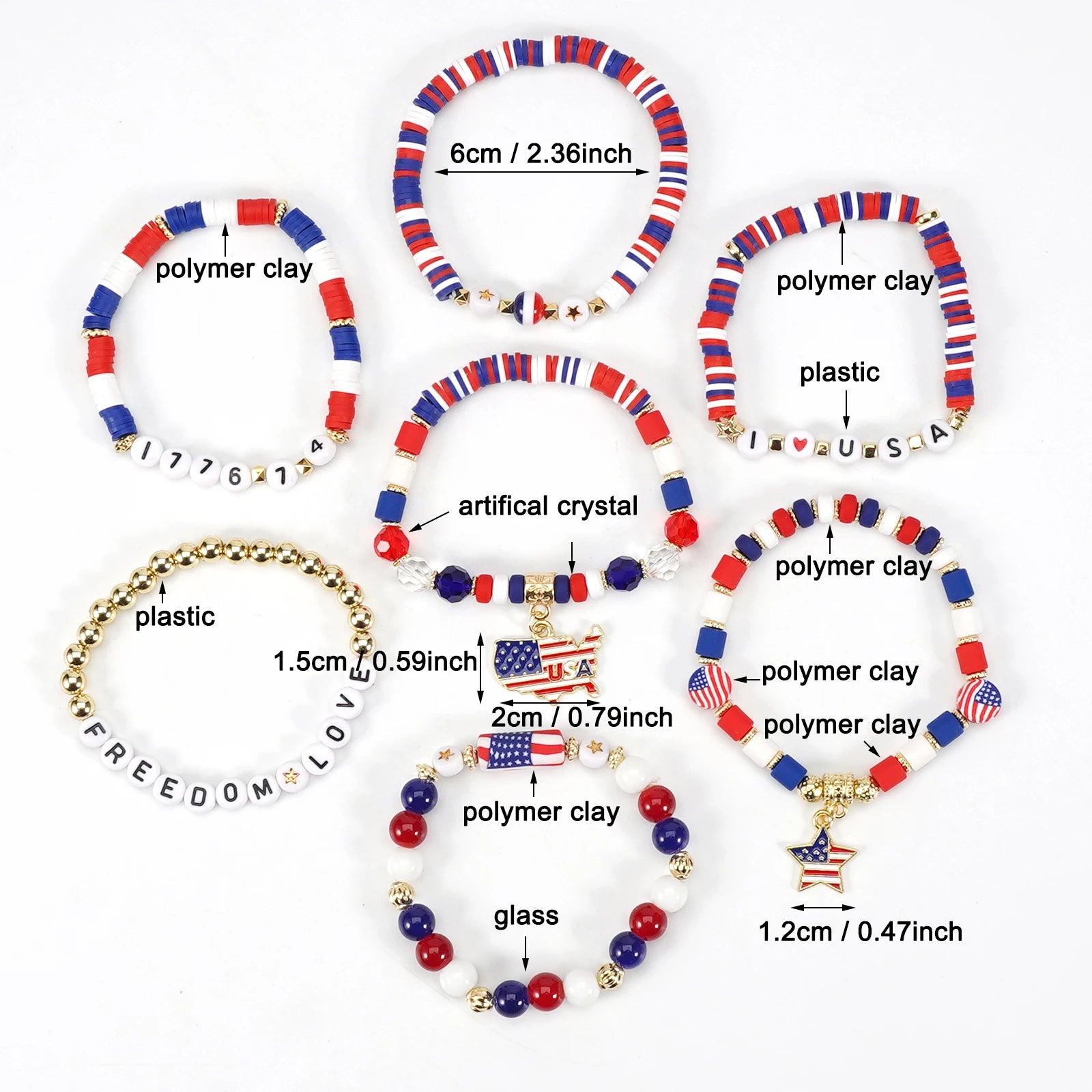 USA Independence Day Bracelet American Flag Theme Jewelry for Men Women Celebratory Wristband Fashion Accessory
