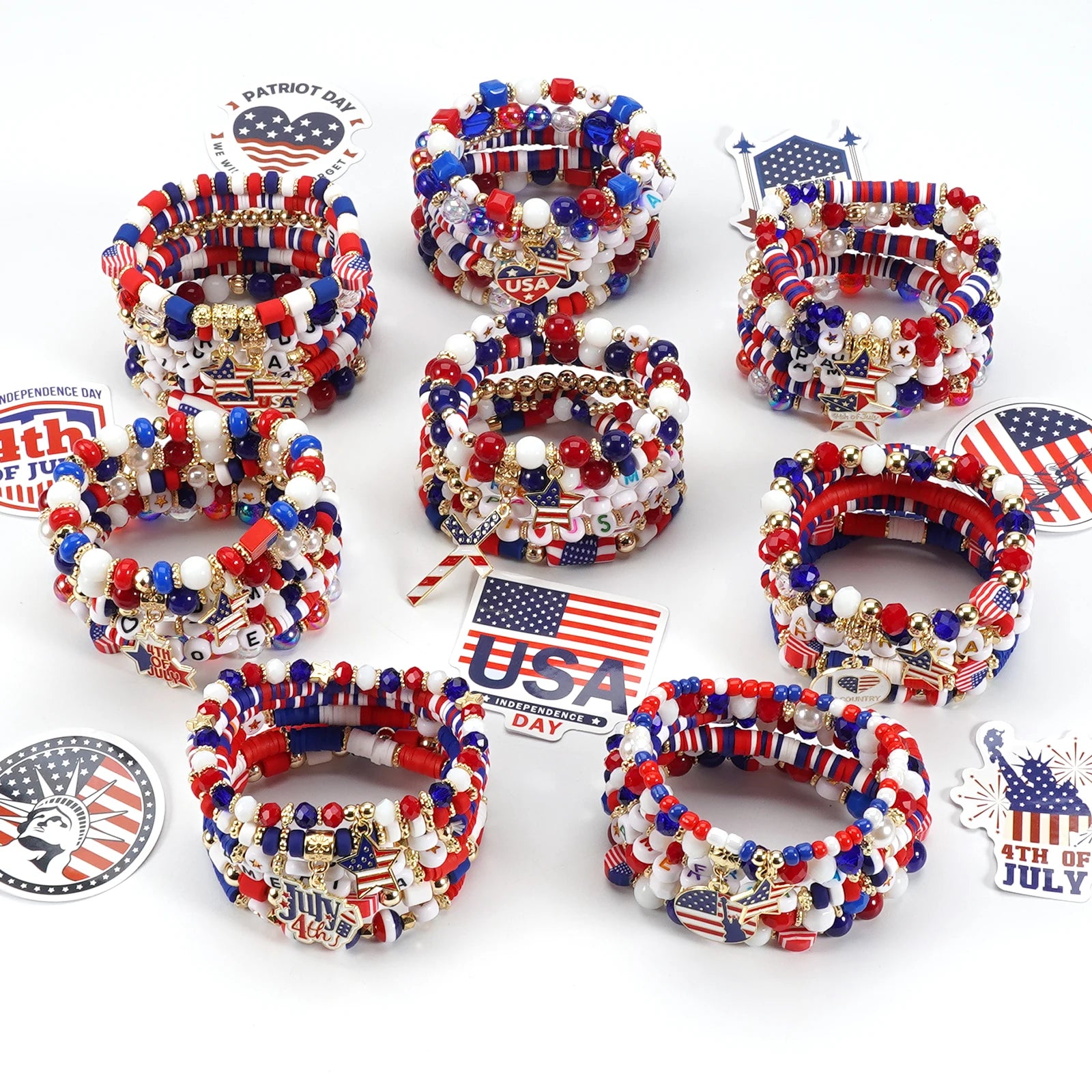 USA Independence Day Bracelet American Flag Theme Jewelry for Men Women Celebratory Wristband Fashion Accessory