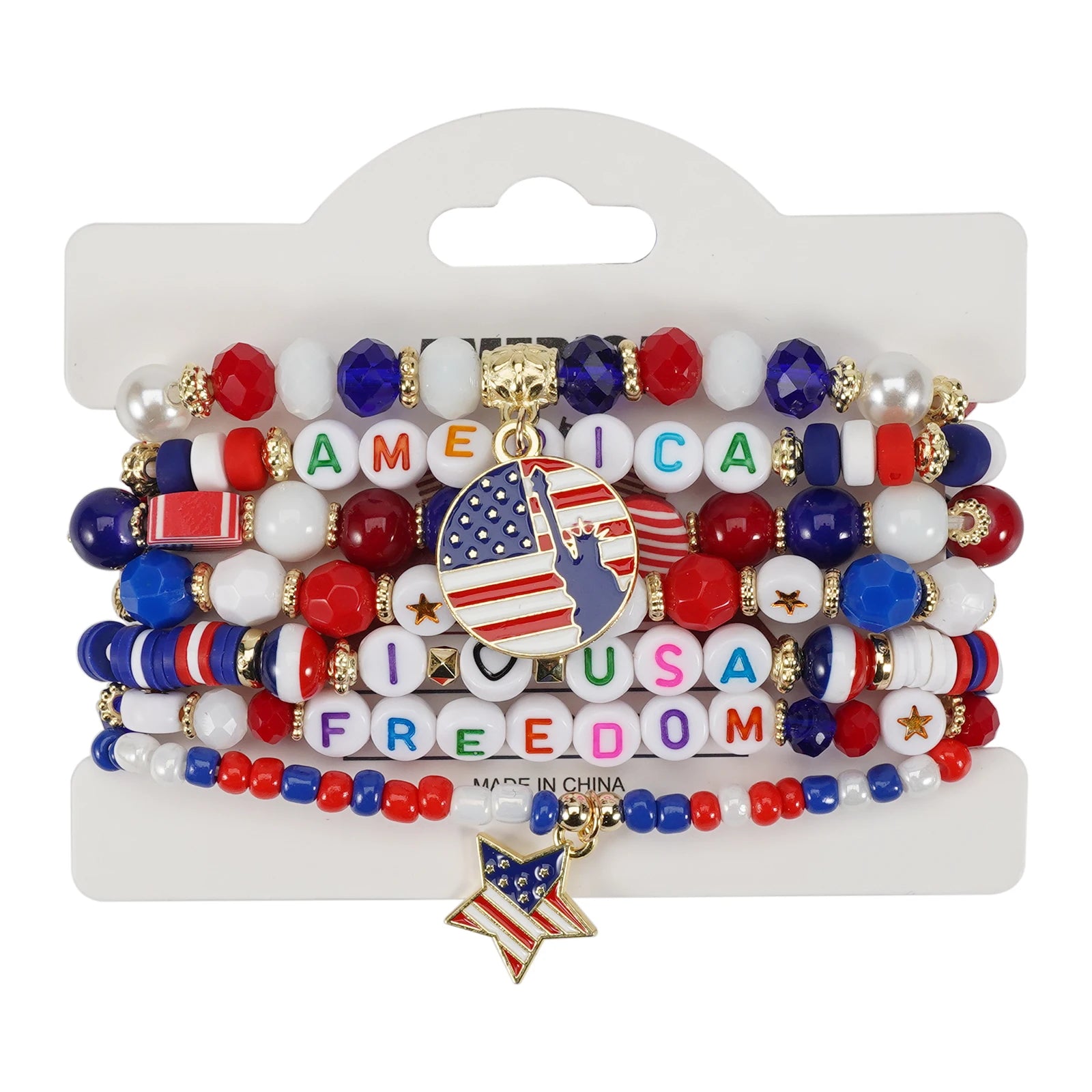 USA Independence Day Bracelet American Flag Theme Jewelry for Men Women Celebratory Wristband Fashion Accessory