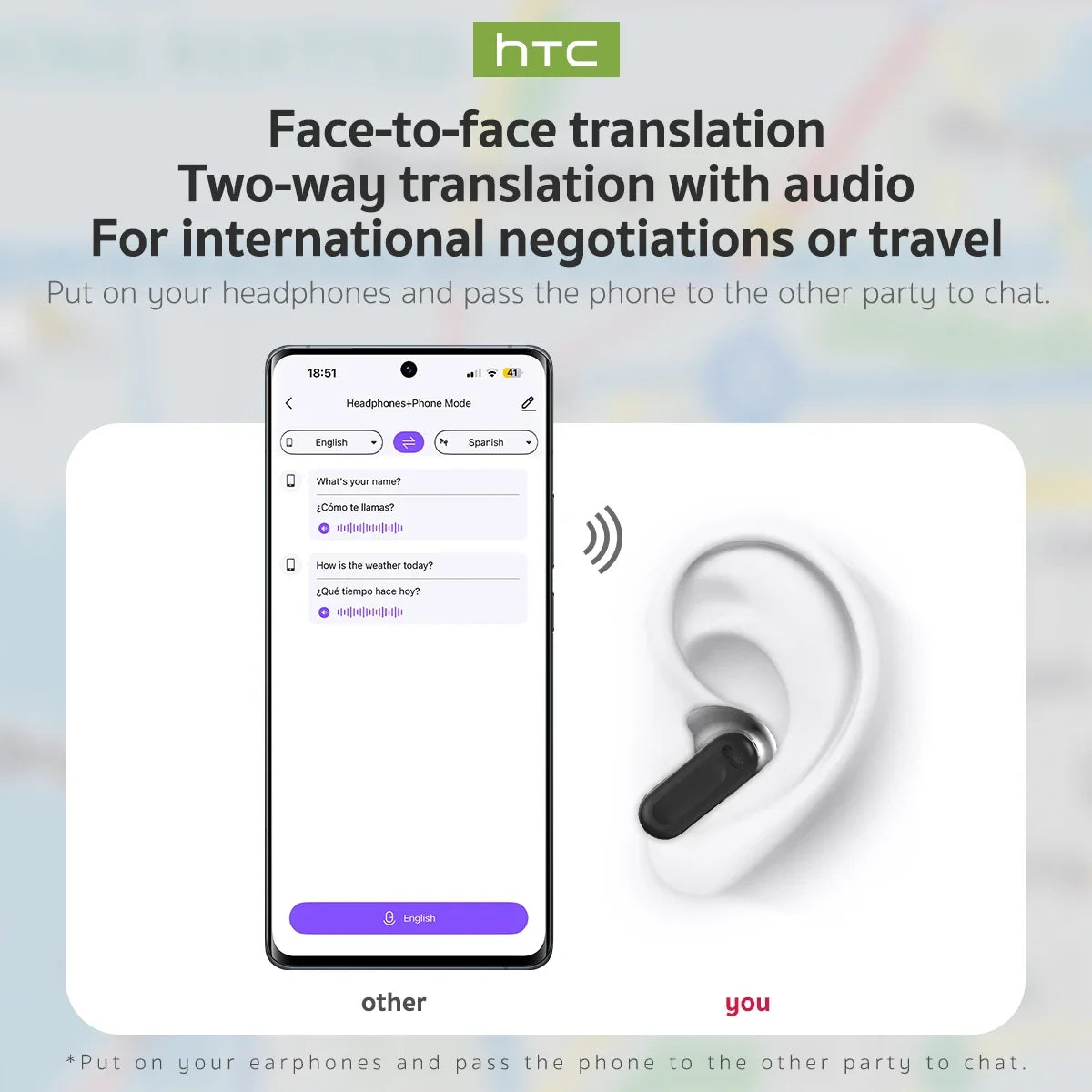 HTC NE20 Bluetooth 6.0 Earbuds with AI Translator – OWS Wireless Sport Headphones, LCD Touch Screen, HD Stereo Sound, Long Battery Life