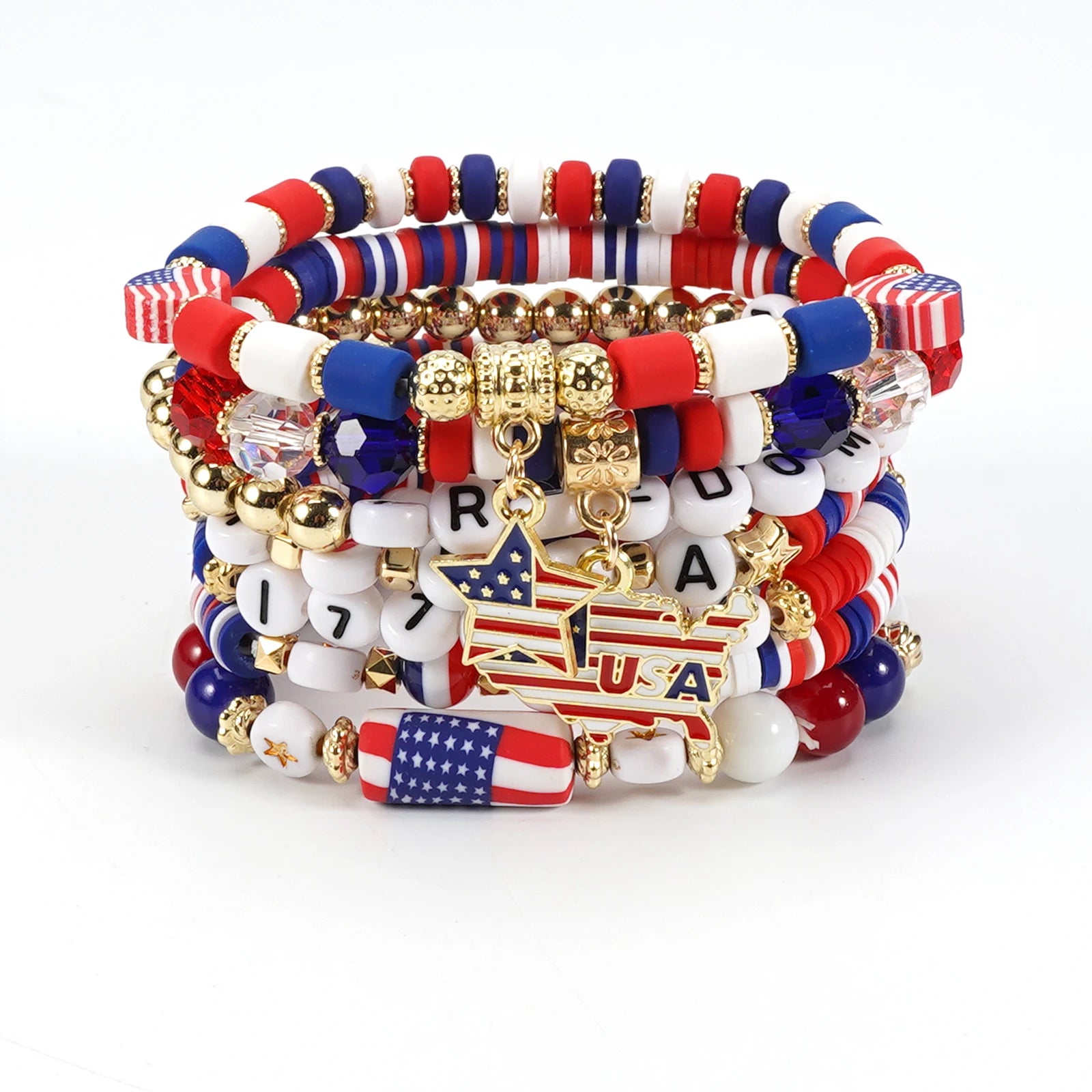 USA Independence Day Bracelet American Flag Theme Jewelry for Men Women Celebratory Wristband Fashion Accessory
