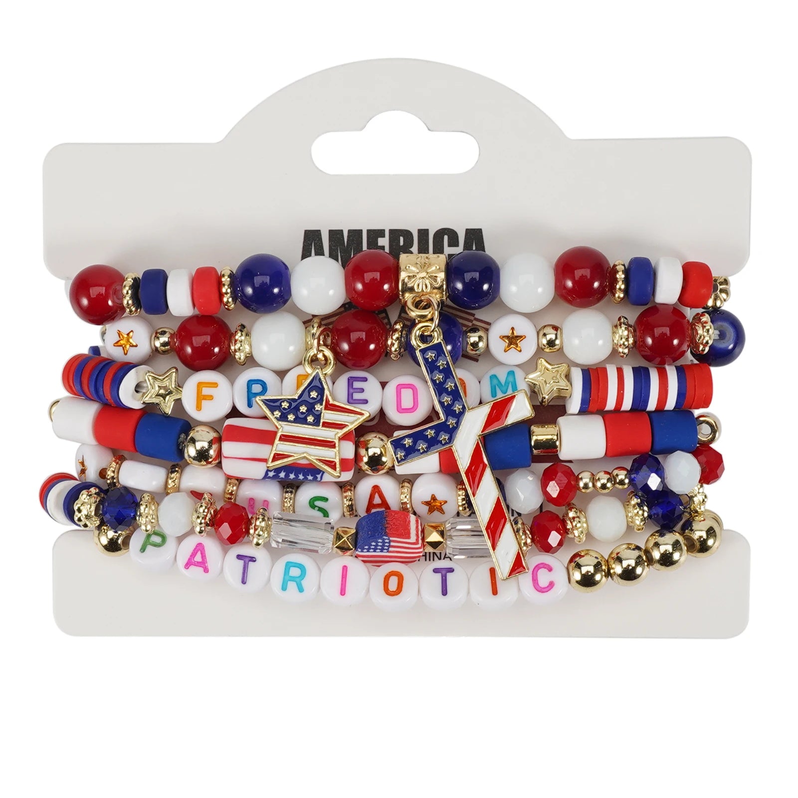 USA Independence Day Bracelet American Flag Theme Jewelry for Men Women Celebratory Wristband Fashion Accessory