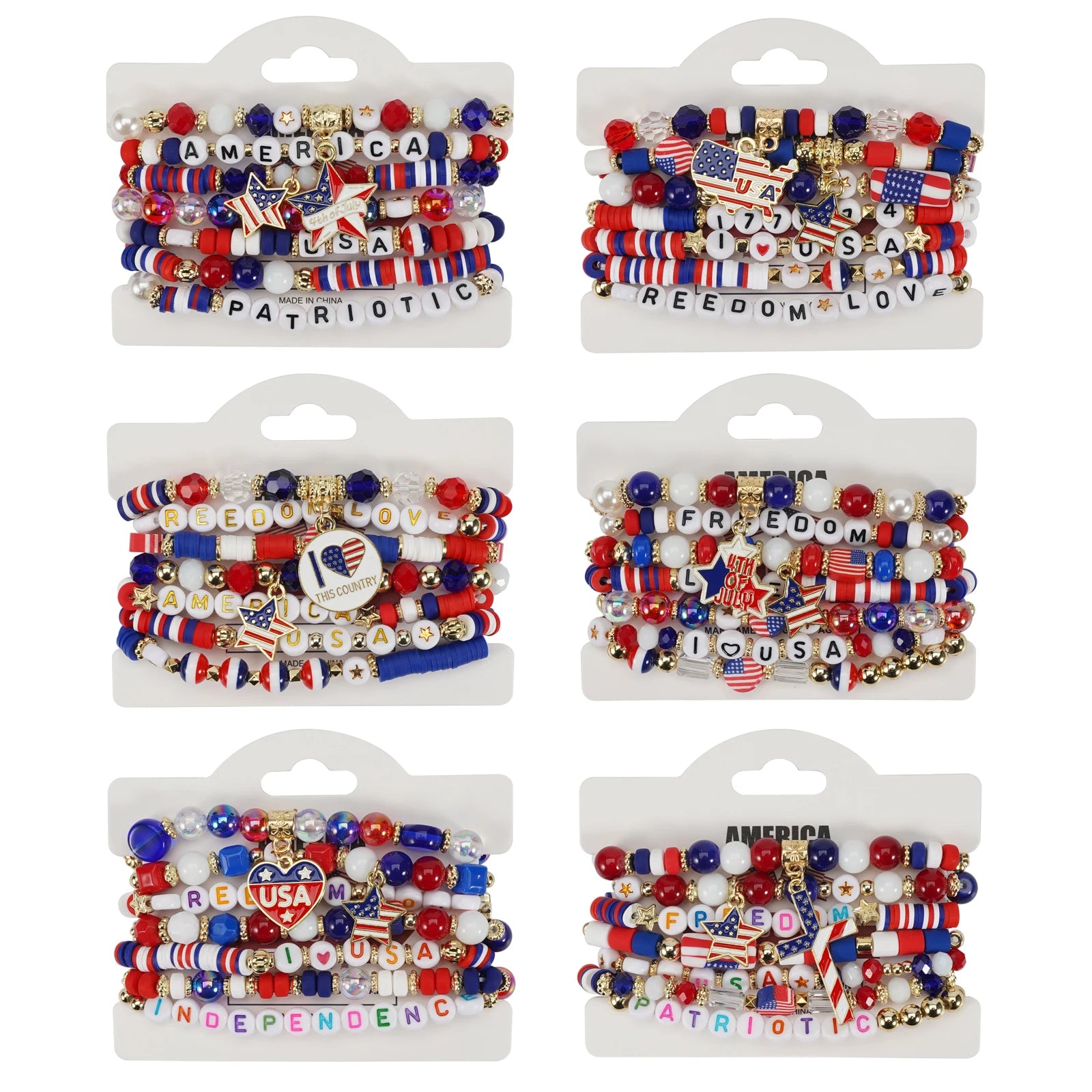USA Independence Day Bracelet American Flag Theme Jewelry for Men Women Celebratory Wristband Fashion Accessory