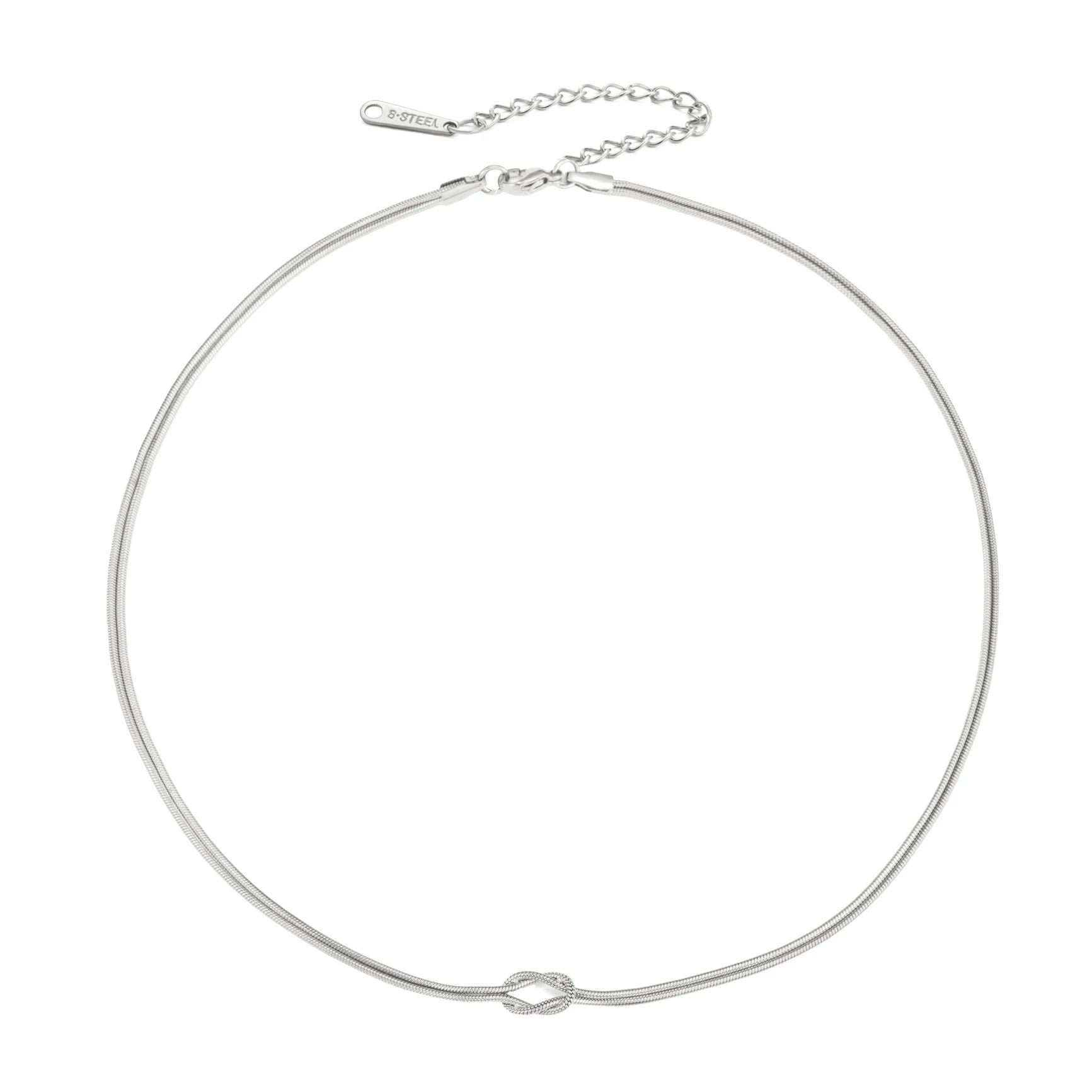 Skyrim Double Snake Chain Love Knot Necklace Women Stainless Steel Gold Color Minimalist Clavicle Chain Choker Jewelry Gift