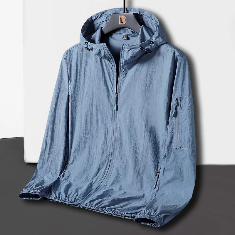Korean Sunscreen Zipper Jacket Fishing Coats Men's Breathable Sports UV Protection Quick Dry Skin Windproof