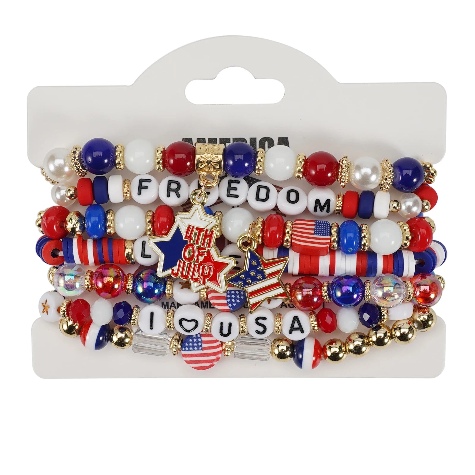 USA Independence Day Bracelet American Flag Theme Jewelry for Men Women Celebratory Wristband Fashion Accessory