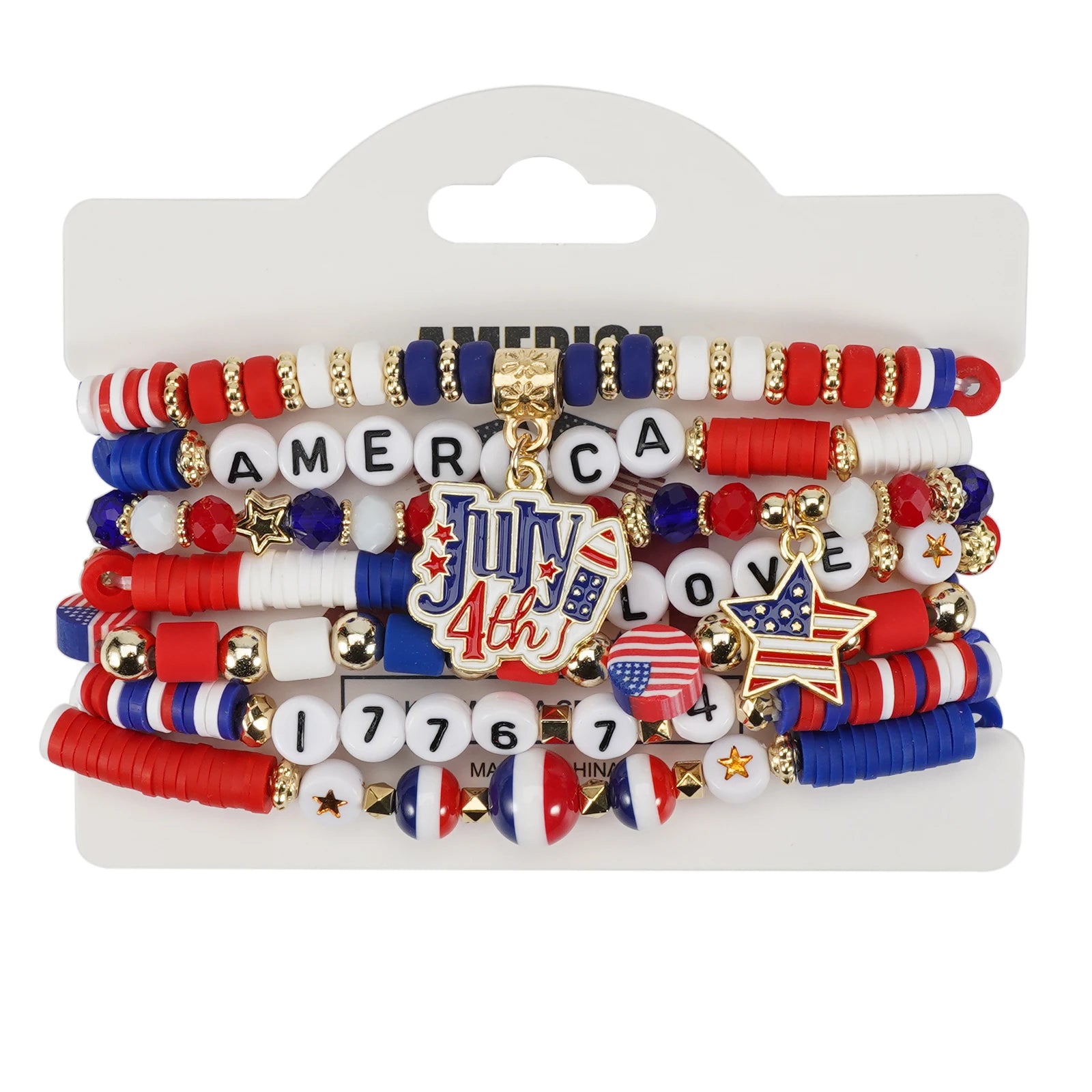 USA Independence Day Bracelet American Flag Theme Jewelry for Men Women Celebratory Wristband Fashion Accessory