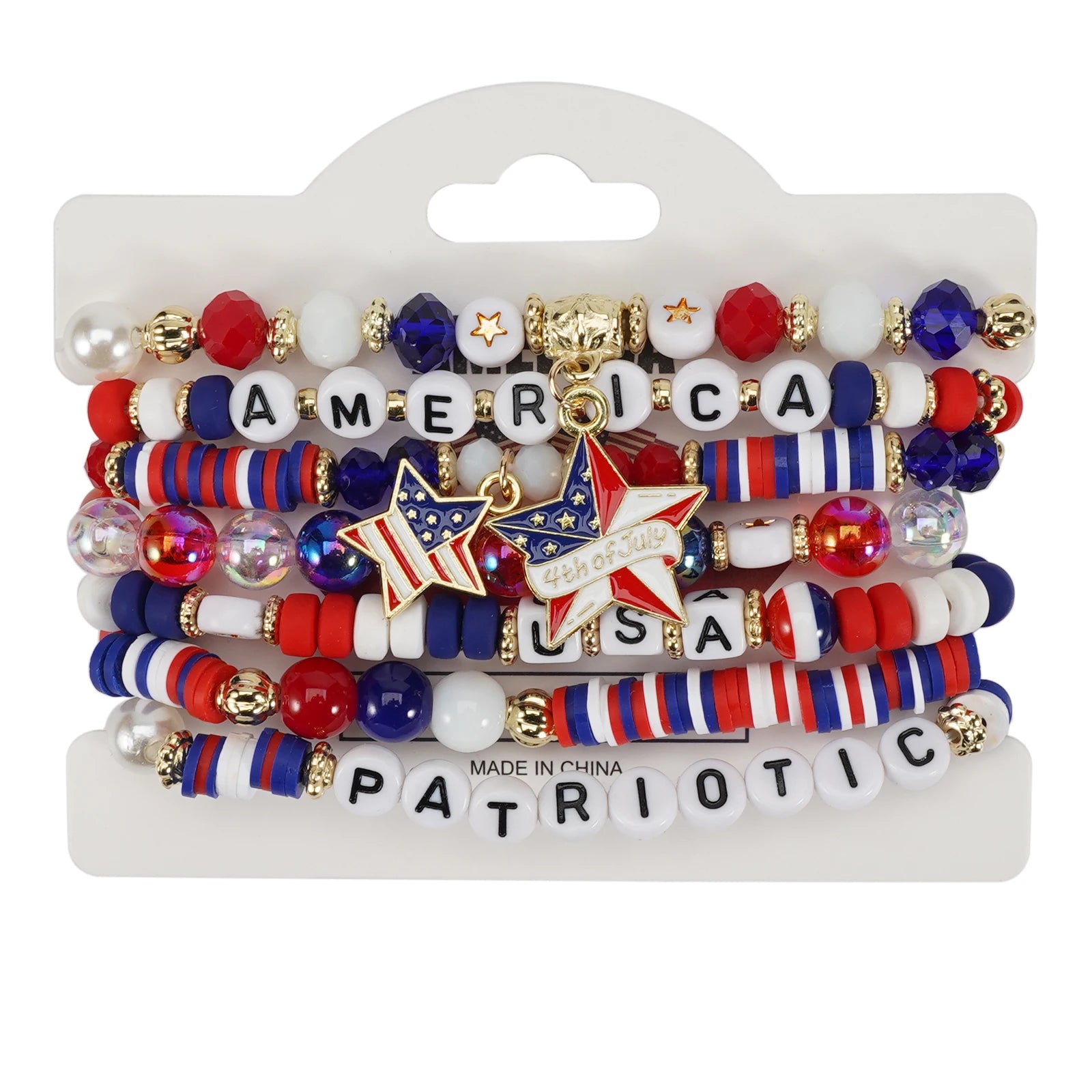 USA Independence Day Bracelet American Flag Theme Jewelry for Men Women Celebratory Wristband Fashion Accessory