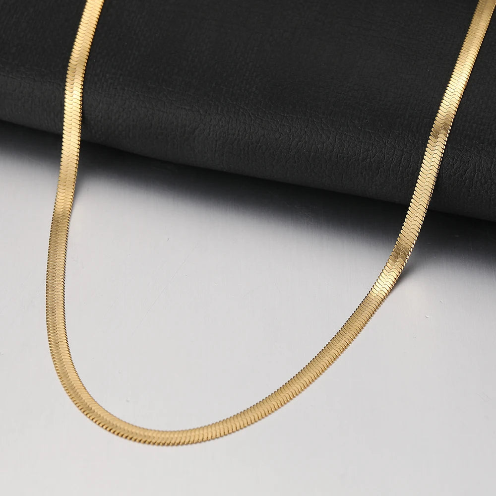 Stainless Steel Necklaces Herringbone Blade Snake Chain Light Luxury Unisex Clavicle Choker Men Necklace For Women Jewelry Gifts