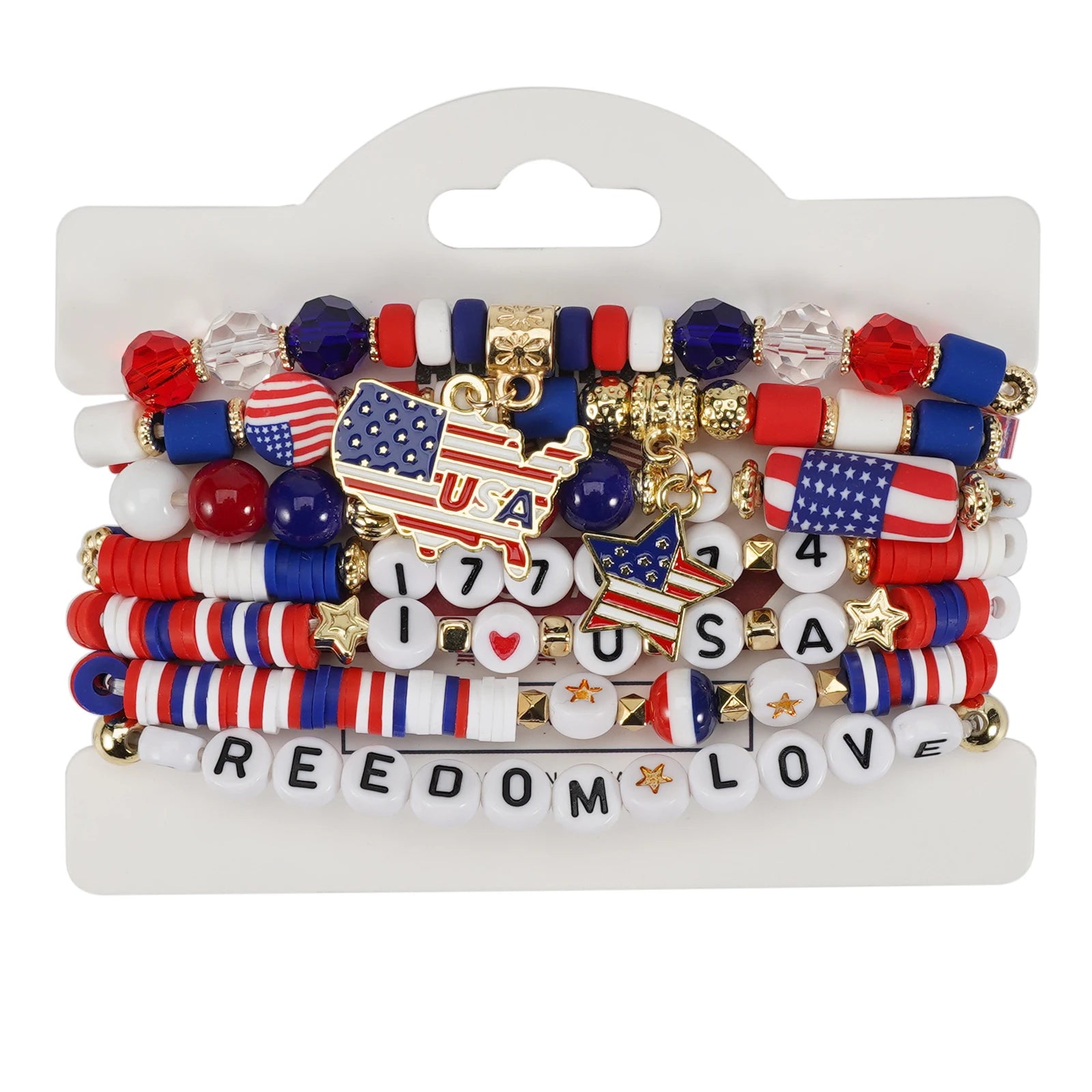 USA Independence Day Bracelet American Flag Theme Jewelry for Men Women Celebratory Wristband Fashion Accessory