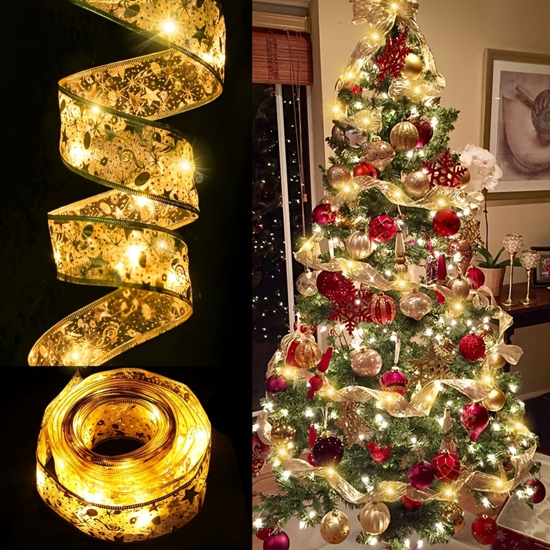 1pcled Ribbon Light Ribbon Ribbon Light String Christmas Tree Decoration Lights 2 Meters 20 Lights