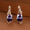 Plated Blue Stone Stud Earrings Trendy Women Round Oval Cut White Blue Red Pink Stone Drop Earrings Anniversary Claw Earrings Jewelry