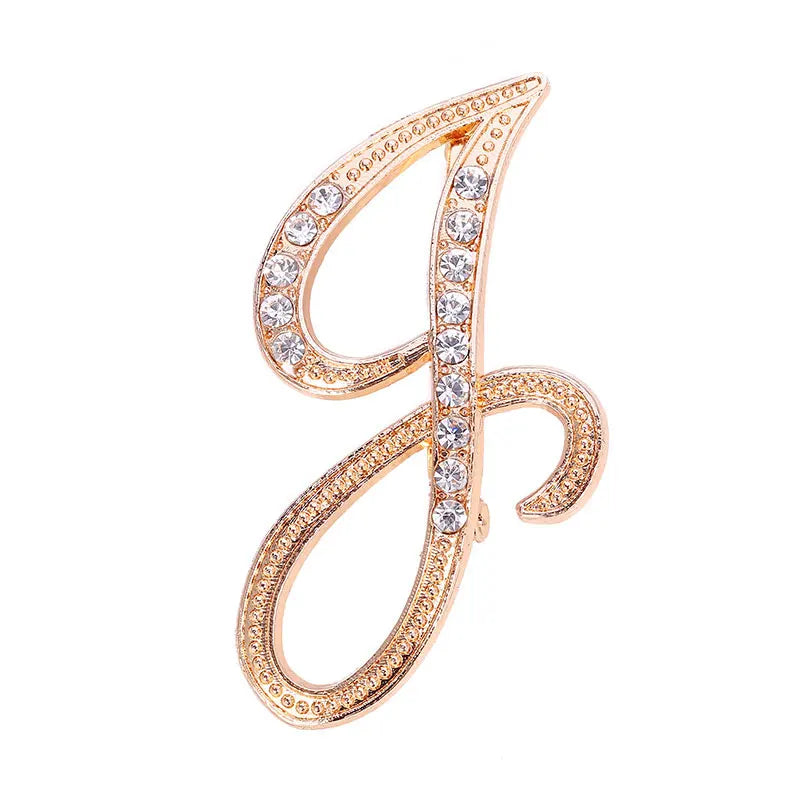 Women Men A-Z Letter Brooch Rhinestones Crystal Silver Color English Alphabet Metal Pins Cute Jewelry Accessories Christmas Gift