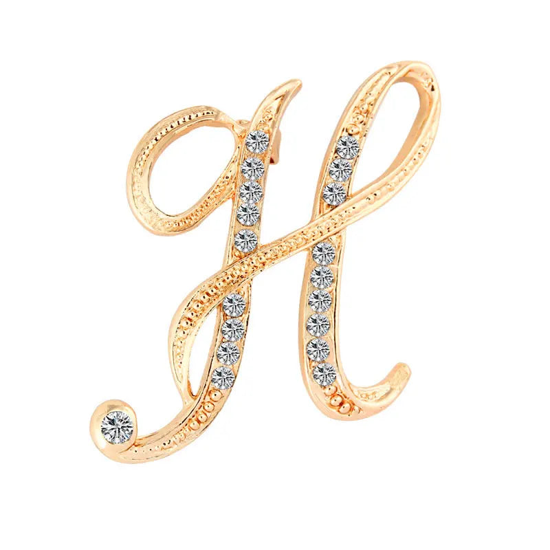 Women Men A-Z Letter Brooch Rhinestones Crystal Silver Color English Alphabet Metal Pins Cute Jewelry Accessories Christmas Gift
