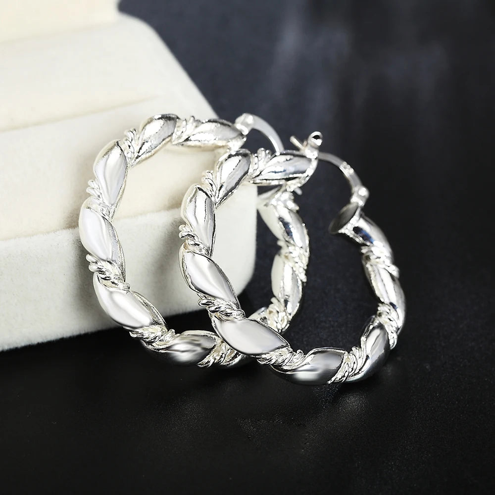 Hot new High quality 925 Sterling Silver hoop Earrings for Woman fashion party wedding Jewelry elegant Christmas Gifts