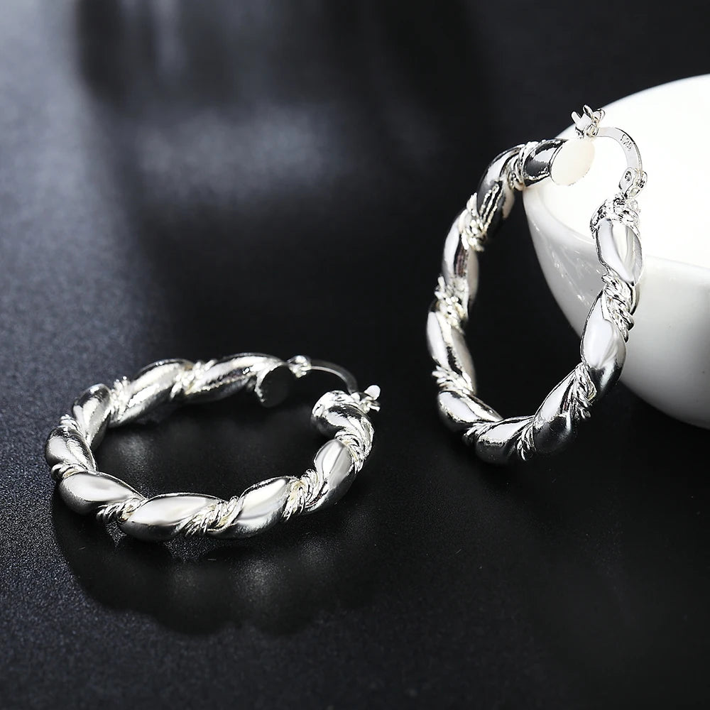 Hot new High quality 925 Sterling Silver hoop Earrings for Woman fashion party wedding Jewelry elegant Christmas Gifts