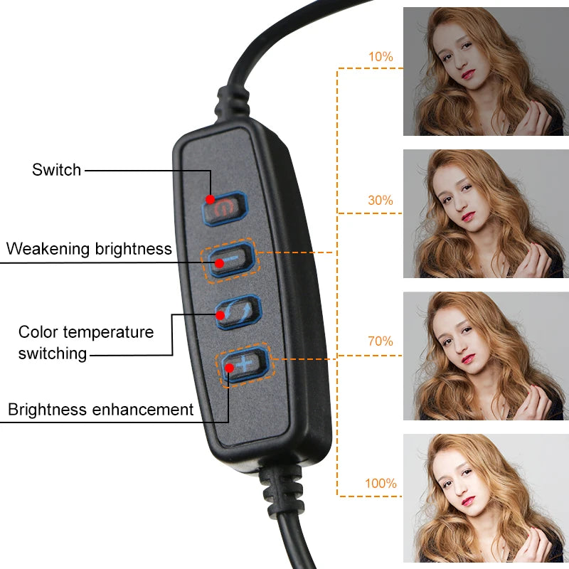 LED Selfie Ring Light Multi-Function Dimmable Ring Light for Cell Phone Holder Camera Live Video Stream Makeup Youtube