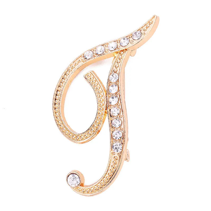 Women Men A-Z Letter Brooch Rhinestones Crystal Silver Color English Alphabet Metal Pins Cute Jewelry Accessories Christmas Gift