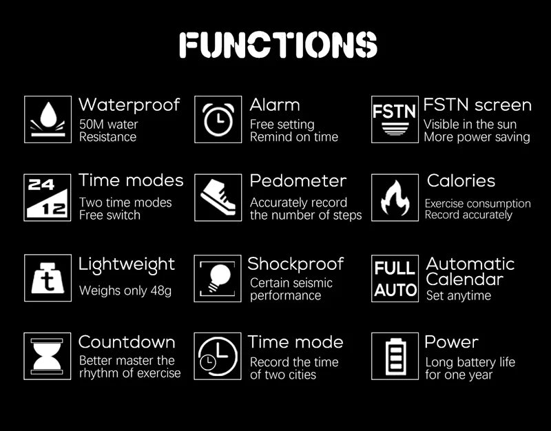 NORTH EDGE Mens Smart Watch Women Sportswatch Dual Time Running Pedometer Countdown Waterproof 50m Digital Alarm Military Clock
