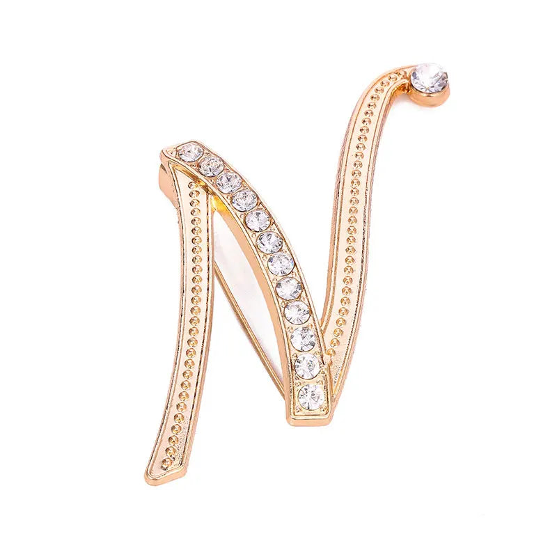 Women Men A-Z Letter Brooch Rhinestones Crystal Silver Color English Alphabet Metal Pins Cute Jewelry Accessories Christmas Gift