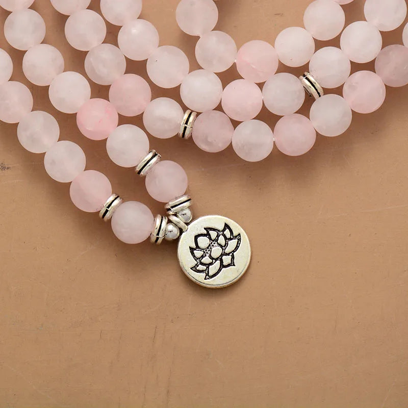 Womens Bracelets Matte Frosted Amazonite Lotus Charm Yoga Bracelet 108 Mala Necklace for Teen Girls Dropshipping Wholesale
