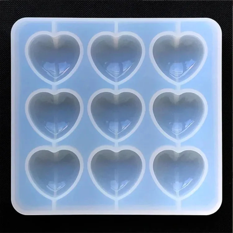Puffy Heart Silicone Mold (9 Cavity) Kawaii Decoden Cabochon Making Clear Mold UV Resin Epoxy Resin Mould Jewelry Silicone Mold