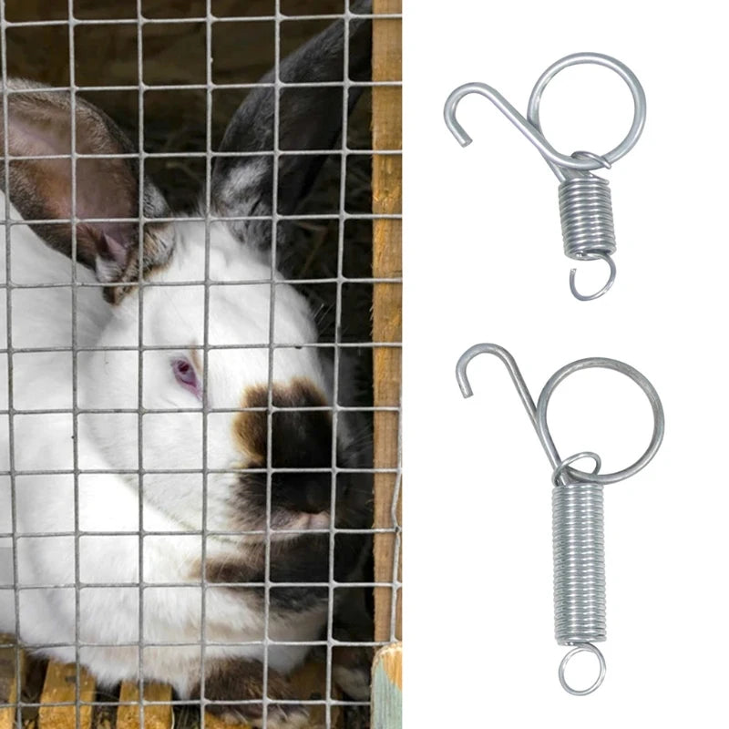Cage Door Spring Hook 10Pcs Metal Spring Hooks Sturdy Tension Fixing Spring for Wire Rabbit/Bird/Hamster Cages S/L