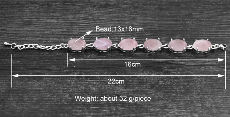 Vintage Oval Natural Jades Quartz Bracelet For Women Prong Natural Stone Amethysts Tiger Eye Lapis Lazuli Bracelets