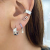 925 Sterling Silver Ear Needle key Pendant Hoop Earrings Gold Earrings For women Lock Pierced Earrings Fashion Party Jewelry
