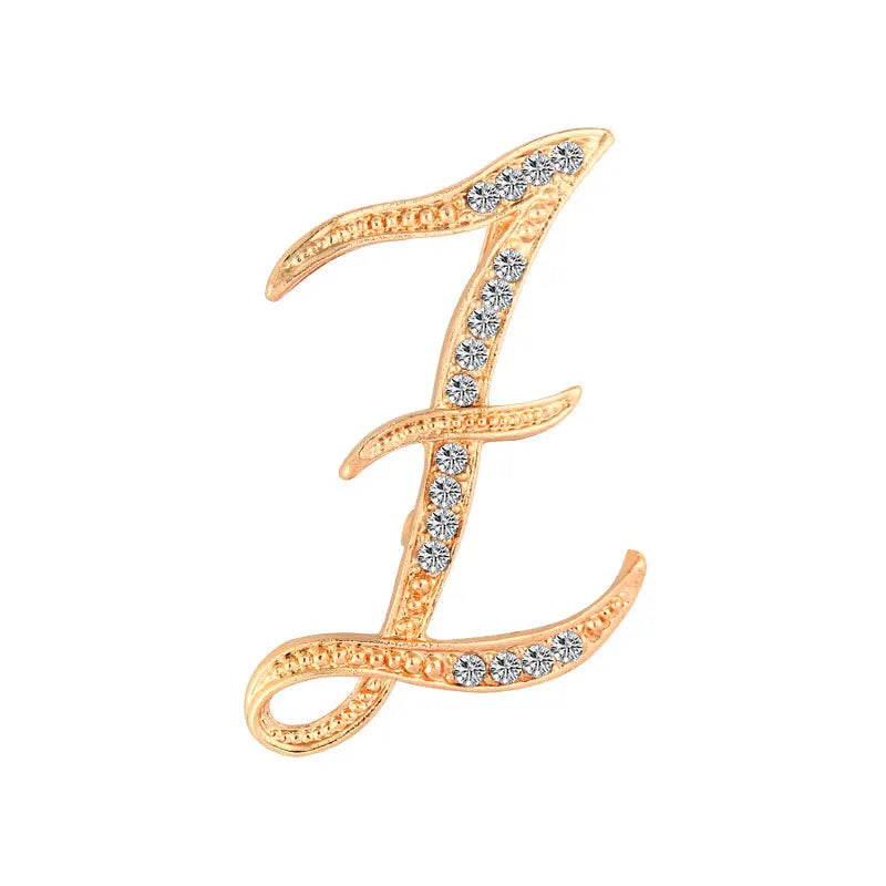 Women Men A-Z Letter Brooch Rhinestones Crystal Silver Color English Alphabet Metal Pins Cute Jewelry Accessories Christmas Gift