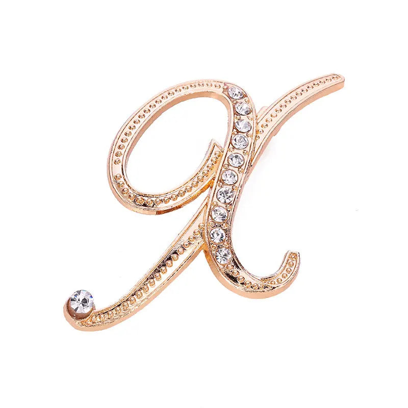 Women Men A-Z Letter Brooch Rhinestones Crystal Silver Color English Alphabet Metal Pins Cute Jewelry Accessories Christmas Gift
