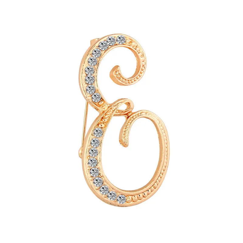 Women Men A-Z Letter Brooch Rhinestones Crystal Silver Color English Alphabet Metal Pins Cute Jewelry Accessories Christmas Gift