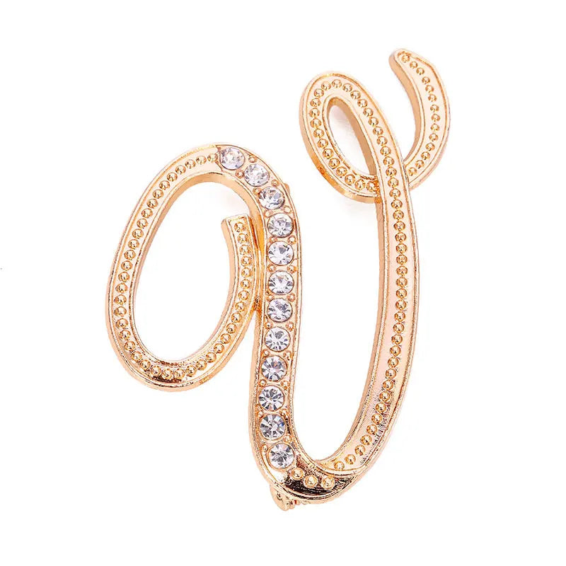 Women Men A-Z Letter Brooch Rhinestones Crystal Silver Color English Alphabet Metal Pins Cute Jewelry Accessories Christmas Gift