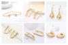 18K Gold Plated Brass Huggie Earring Hooks with Loop Round Ear Post with Open Jump Ring For DIY Earrings Making Components