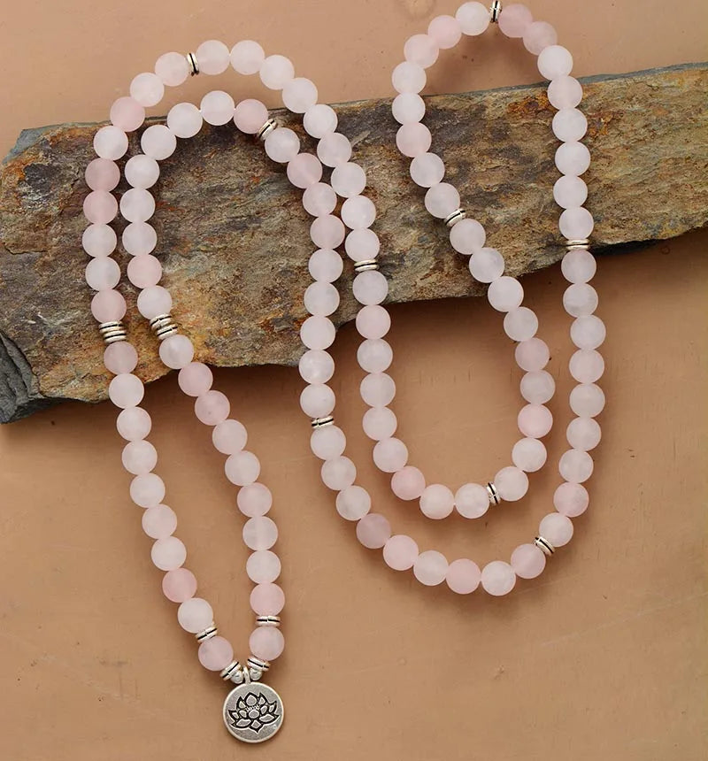 Womens Bracelets Matte Frosted Amazonite Lotus Charm Yoga Bracelet 108 Mala Necklace for Teen Girls Dropshipping Wholesale