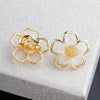 2021 Summer Fairy Non-pierced Ear Clip Double-layer Hollow Shell Flower Clip on Earrings for Women Temperament Elegant Earrings