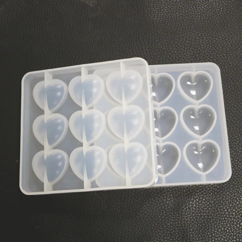 Puffy Heart Silicone Mold (9 Cavity) Kawaii Decoden Cabochon Making Clear Mold UV Resin Epoxy Resin Mould Jewelry Silicone Mold