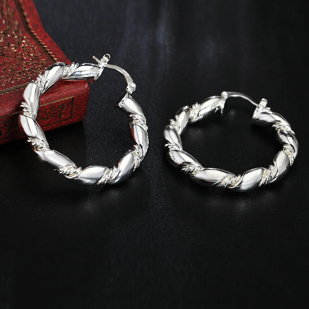 Hot new High quality 925 Sterling Silver hoop Earrings for Woman fashion party wedding Jewelry elegant Christmas Gifts