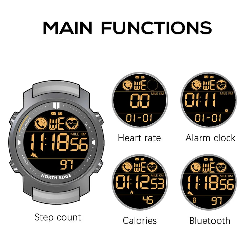 Men's Digital Watch Military Waterproof 50M Running Sports Pedometer