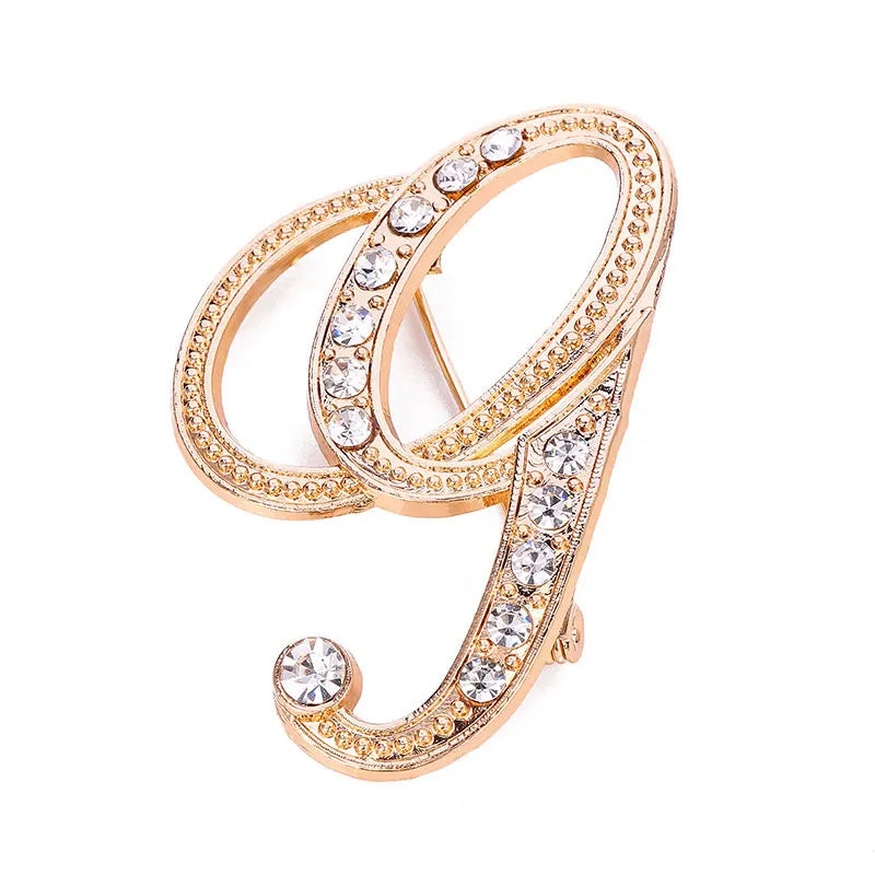 Women Men A-Z Letter Brooch Rhinestones Crystal Silver Color English Alphabet Metal Pins Cute Jewelry Accessories Christmas Gift