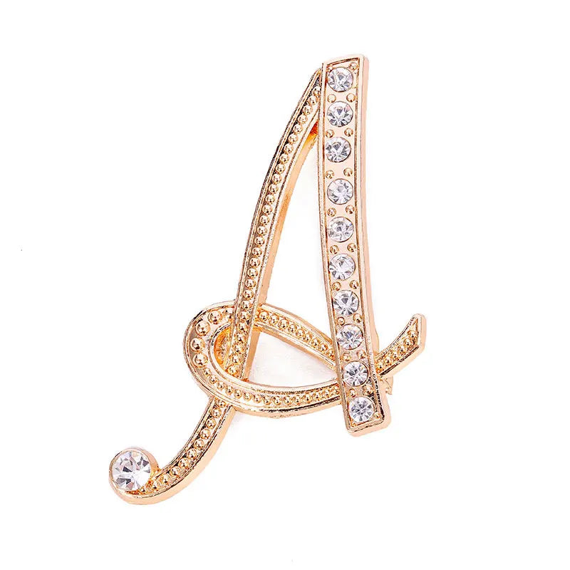 Women Men A-Z Letter Brooch Rhinestones Crystal Silver Color English Alphabet Metal Pins Cute Jewelry Accessories Christmas Gift