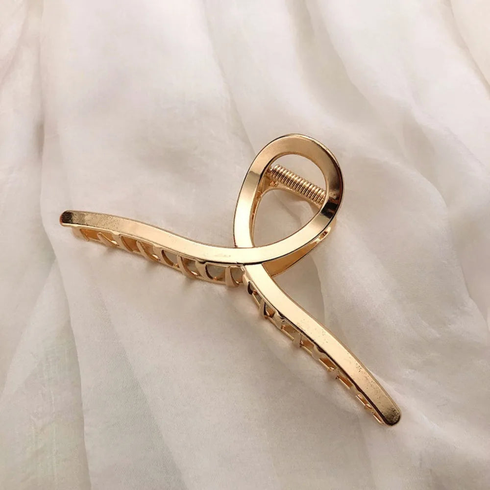 Gold Hollow Geometric Hair Claw – Metal Hairpin & Clip for Women