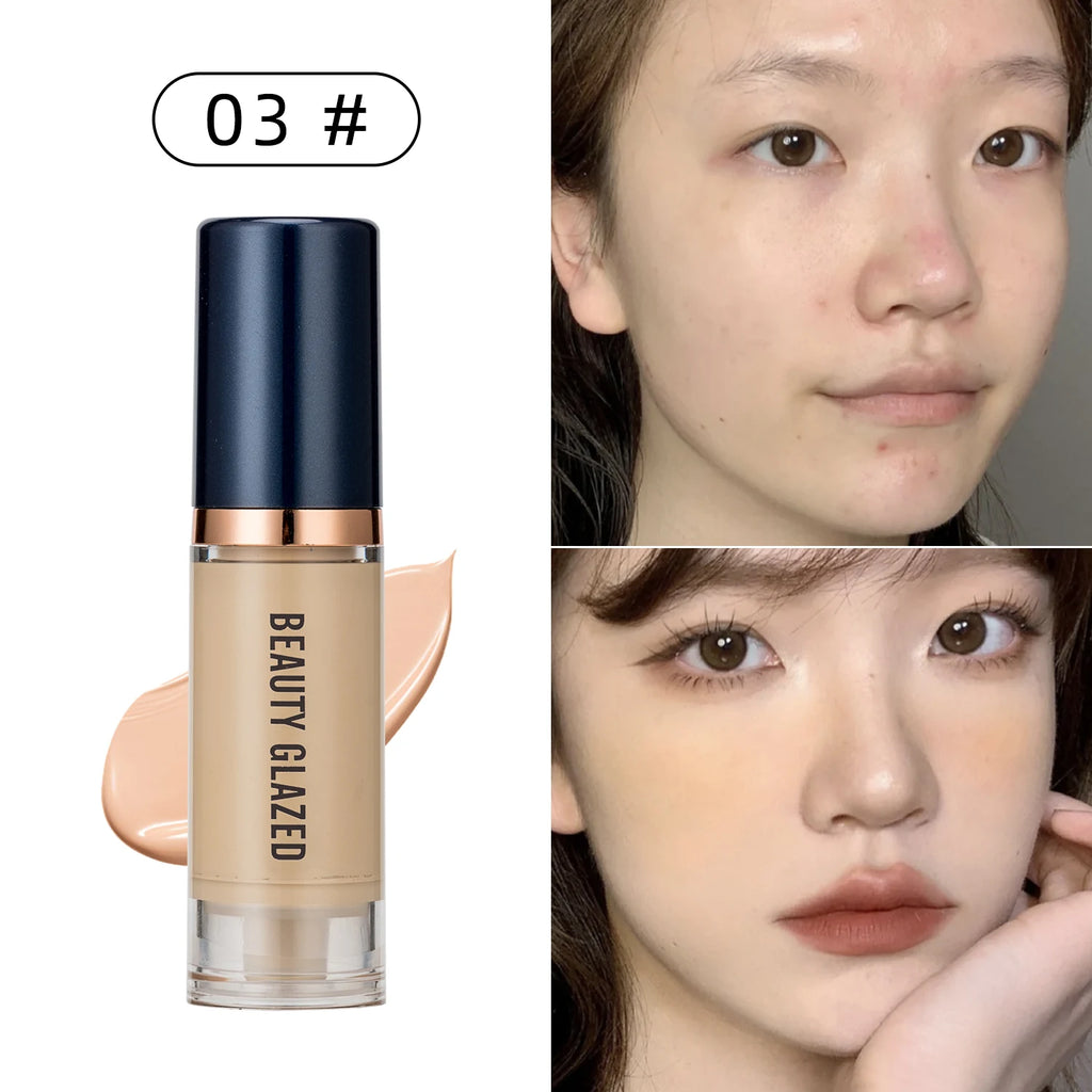 Beauty Glazed 6 Color Liquid Foundation Concealer - Full Coverage, Long-Lasting, Waterproof, Natural Effect,