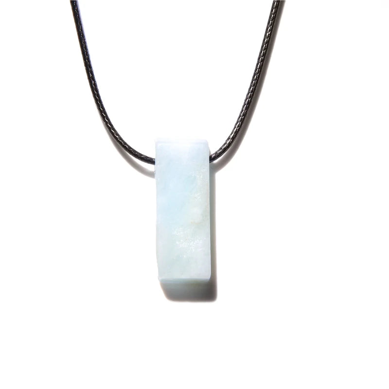 Men Vintage Rectangle Obsidian Pendent Necklace Natural Tiger Eye Labradorite Gem Leather Rope Braid Necklace Healing Jewelry