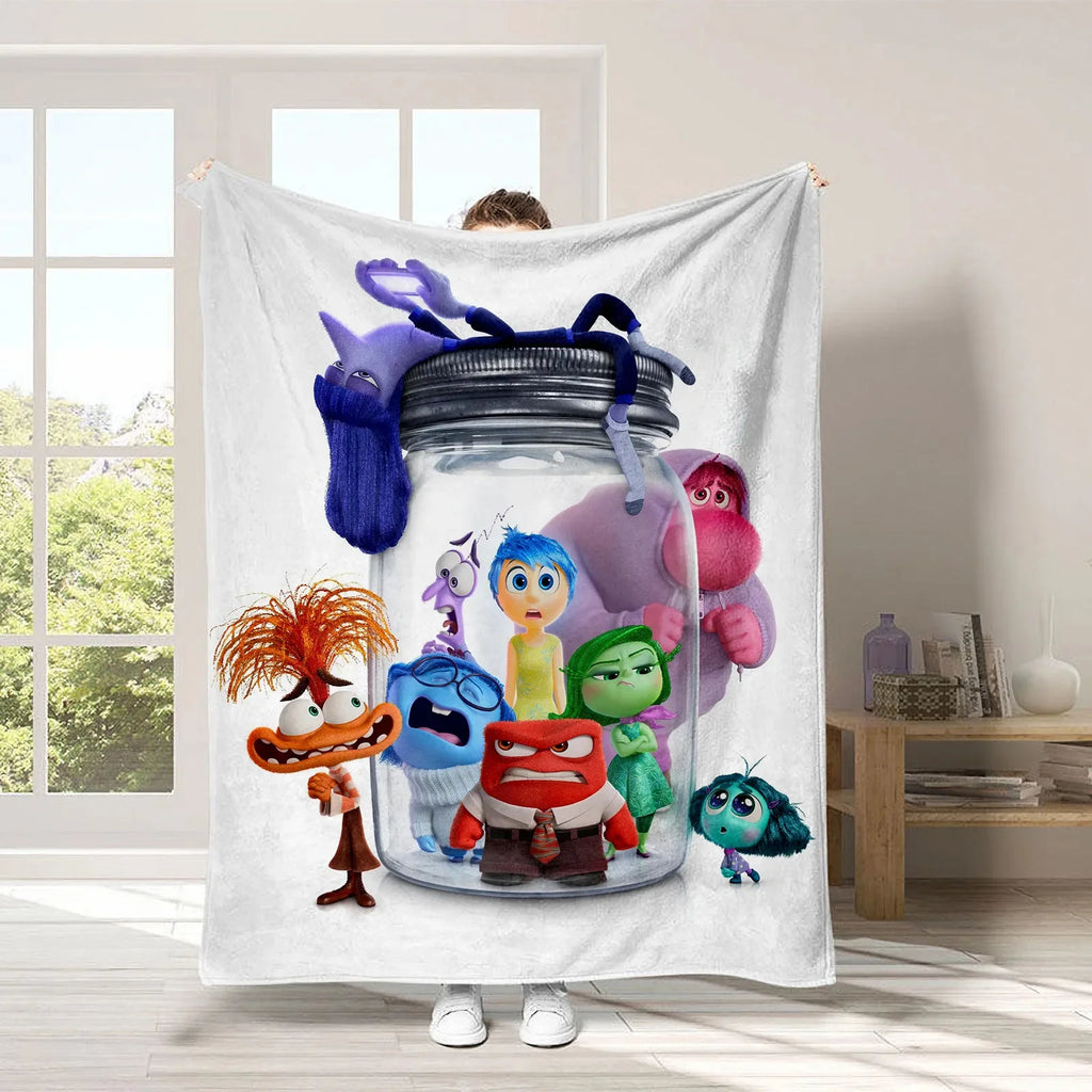 2024 New Inside Out 2 Plush Blanket Emotional Figures Summer Winter Flannel Blanket Soft Cozy Throw Sofa Bed Kids Birthday Gift
