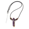 Men Vintage Rectangle Obsidian Pendent Necklace Natural Tiger Eye Labradorite Gem Leather Rope Braid Necklace Healing Jewelry