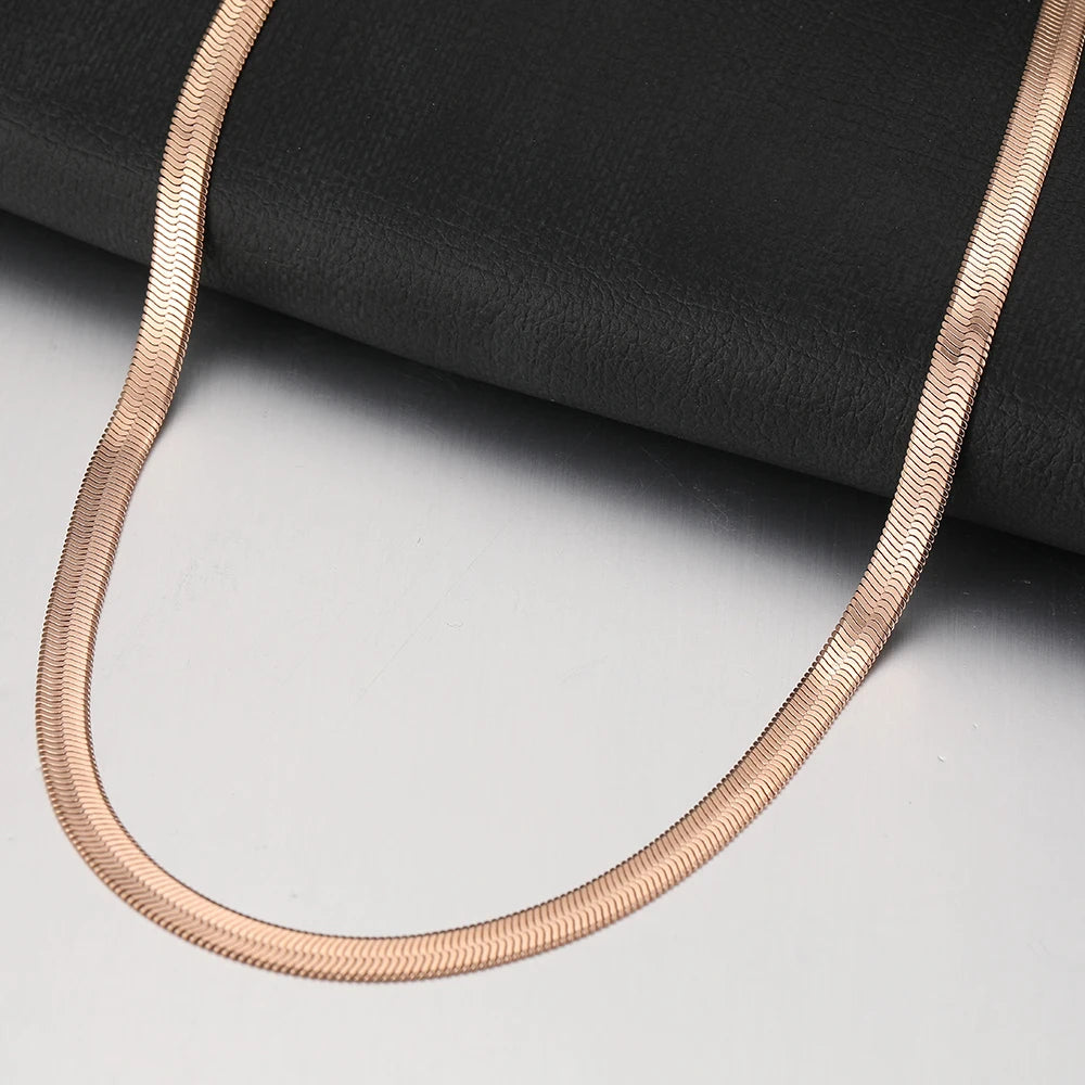 Stainless Steel Necklaces Herringbone Blade Snake Chain Light Luxury Unisex Clavicle Choker Men Necklace For Women Jewelry Gifts