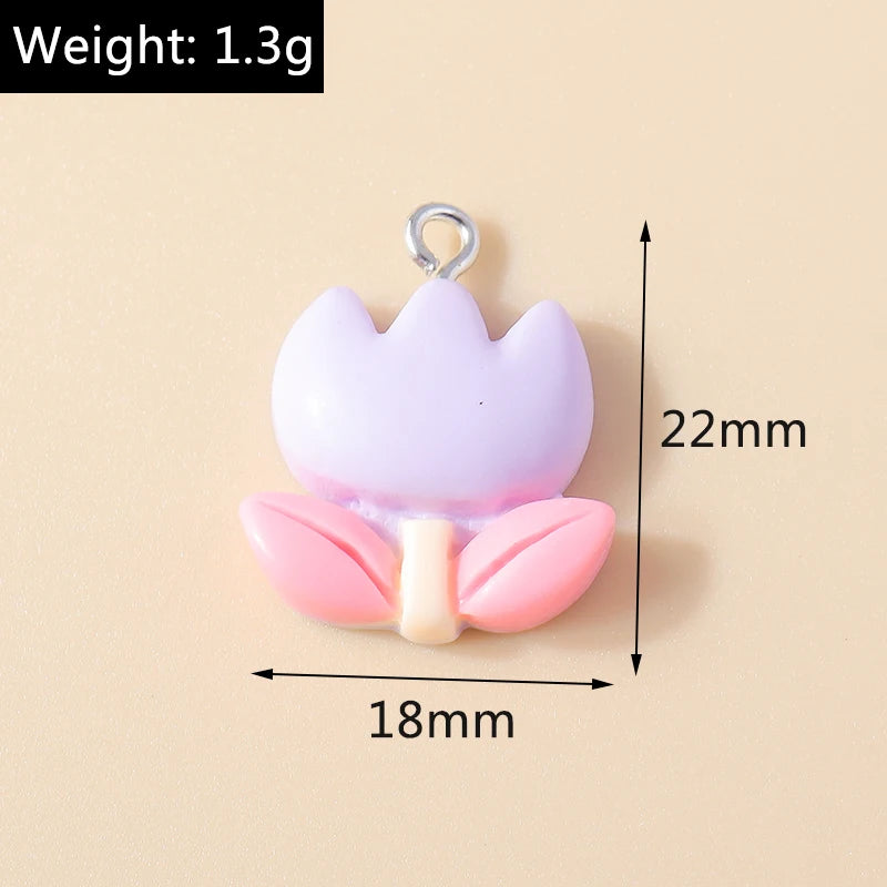 15pcs New Mix Kawaii Summer Vacation Pink Flower Heart Butterfly Ice Cream Star Resin Earrings Charms Diy Jewelry Making Pendant