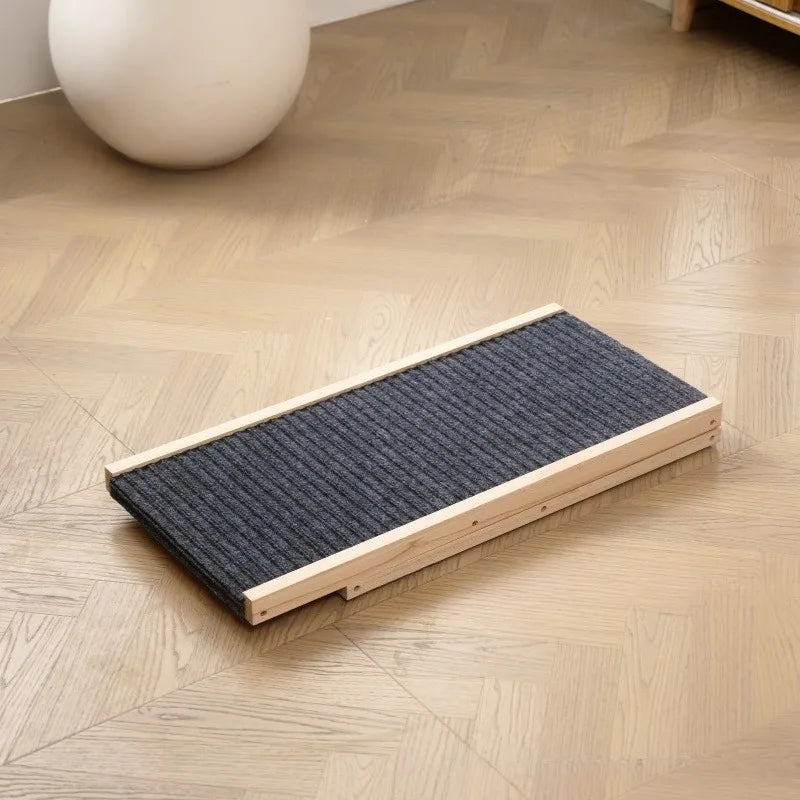‌Adjustable Wooden Pet Stairs & Ramp - Foldable Dog Steps for Indoor Cats, Portable Climbing Frame with Anti-Slip Surface