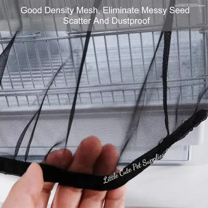 Mesh Bird Cage Cover Shell Skirt Net Easy Cleaning Catcher Guard Bird Cage Stretchy Mesh Parrot Bird Cage Net Jaula Para Pajaros